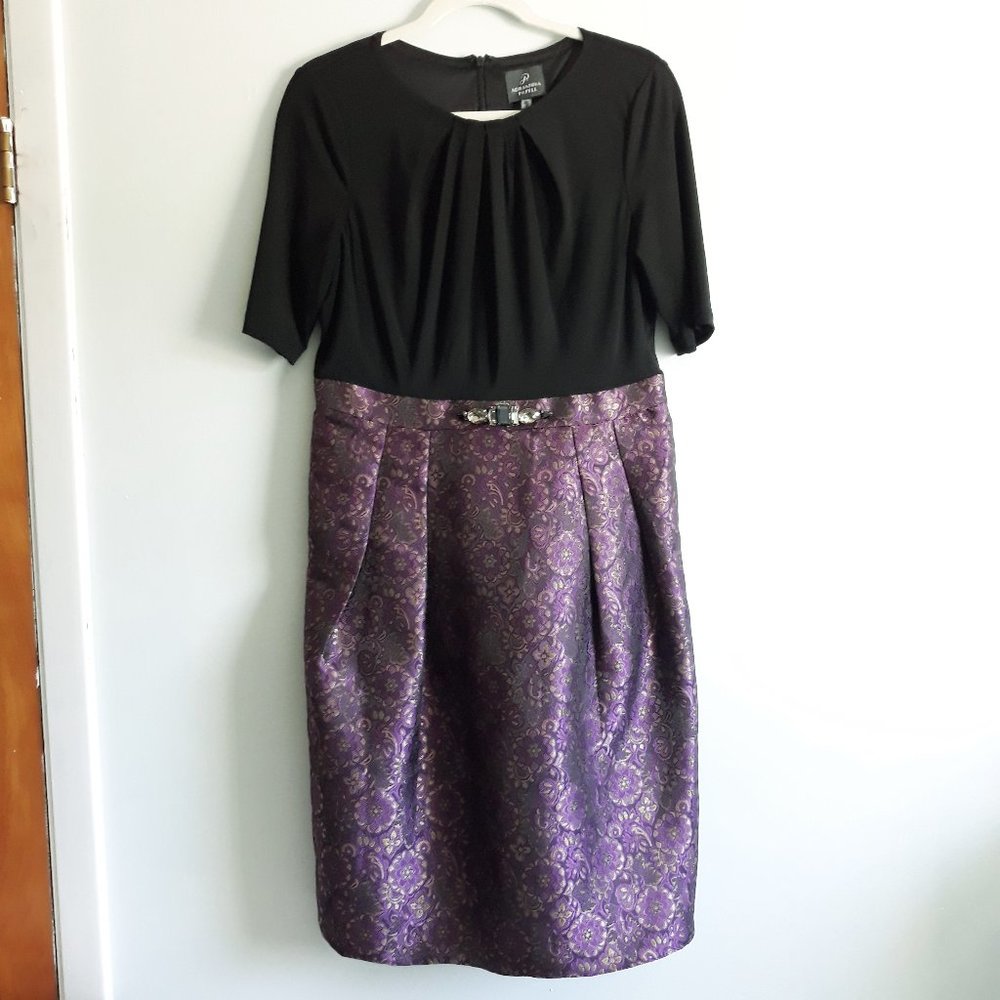 Adrianna Papell Sz 12 Brocade Sheath Dress Lined Wedding Mother of the Bride